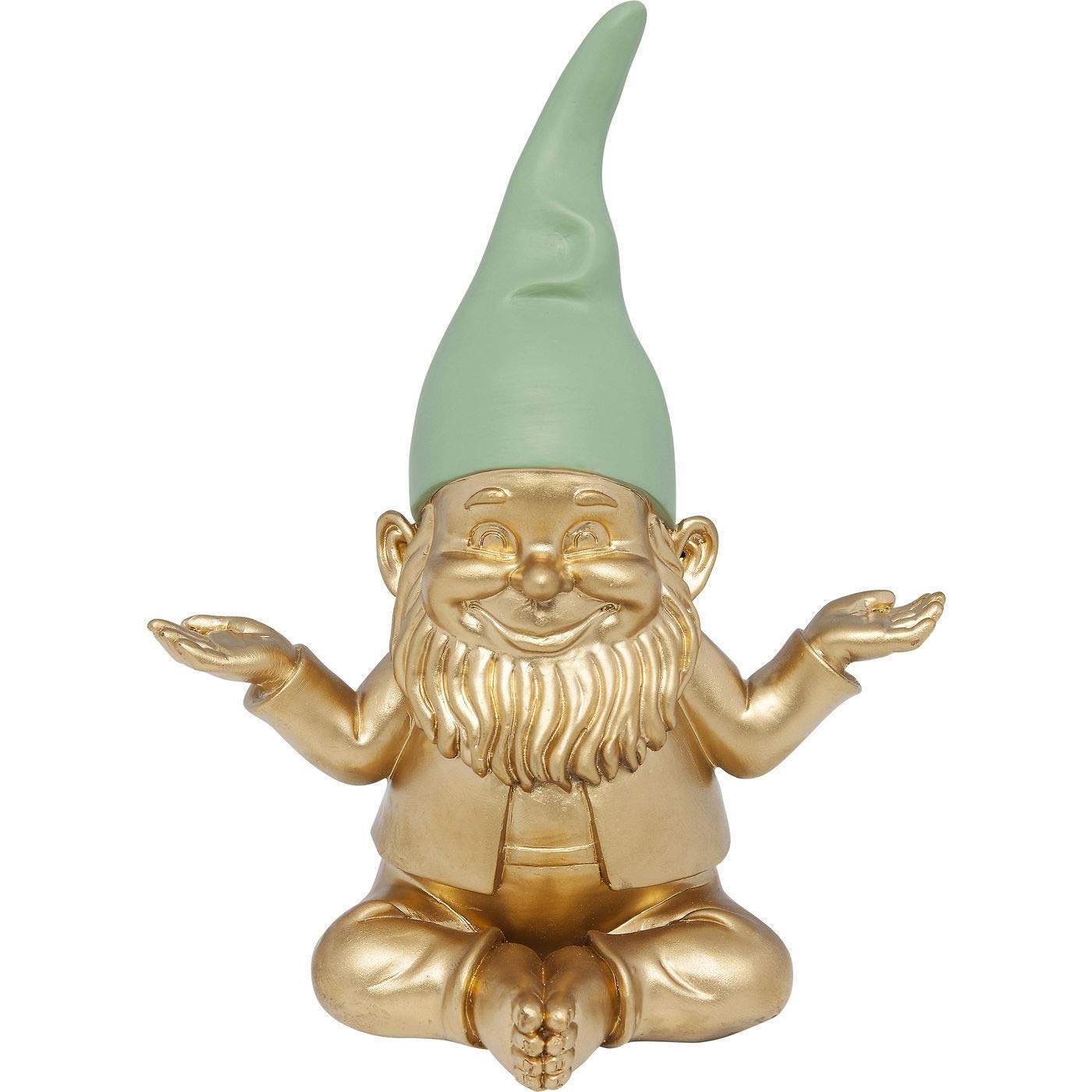 Kare Design Deco Figurine Zwerg Meditation, Gold, Green, Gnome, Dwarf Statue, Gift Idea, Table Decoration, Home Decor for Living Room, Bedroom, Hallway 19x15x10cm (H/W/D)