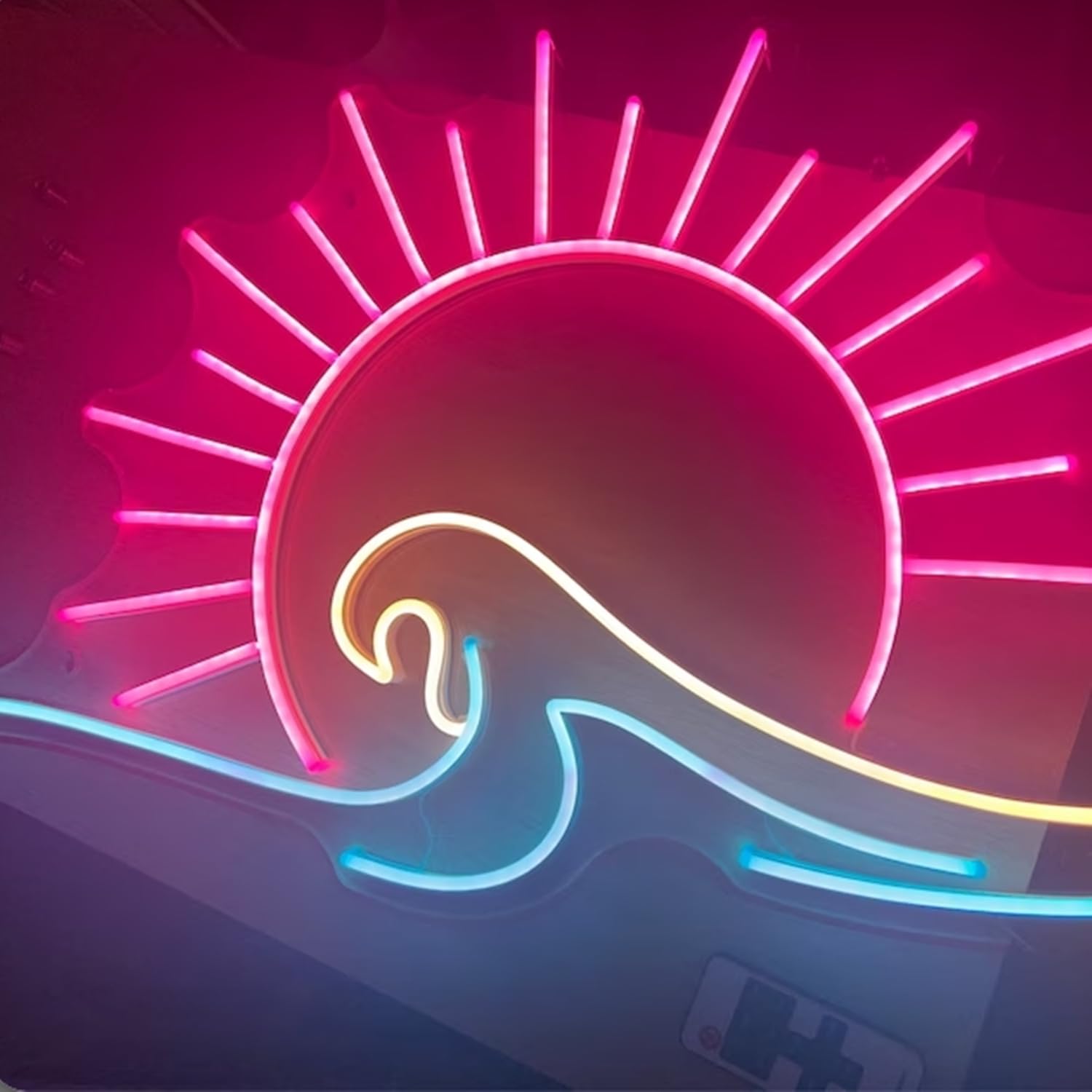 Wave Sunrize Neon Sign with a dimmable controller,Anime Neon Light LED Sea Wave Signs for Man Cave Bedroom, Wedding Bar Party Game Room Wall Decor,Arylic Neon Game for Kids Gift(41x28CM)