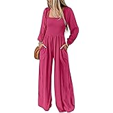 DOKOTOO Women's Casual Loose Overalls Jumpsuits One Piece Sleeveless Wide Leg Long Pant Rompers With Pockets