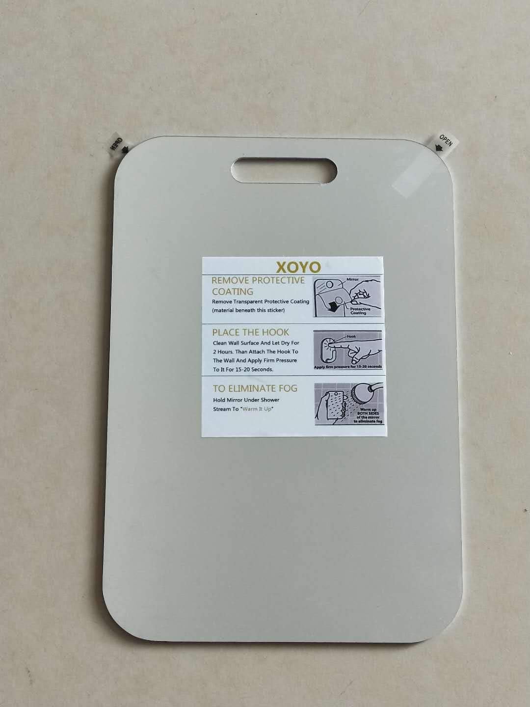 XoYo-Fogless Shower Mirror, Includes 1 Adhesive Hooks, Anit-Fog Shower Mirror, Shower Makeup Shave Mirror, Frameless Shower Mirror, Wall Hanging Mirror (Large, Shaver Hook) -