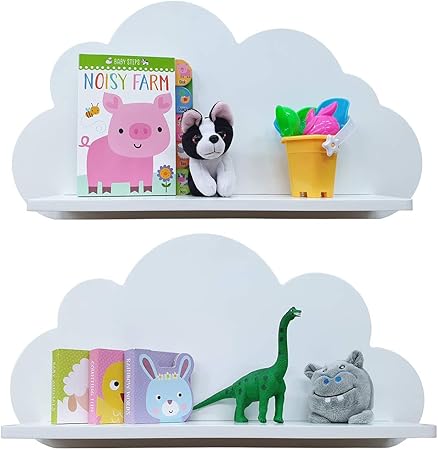 grey nursery shelves
