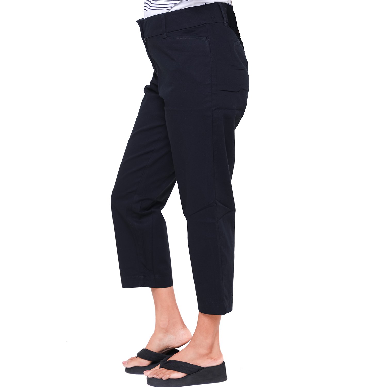 twist highly stretchable cotton 3/4th pant, black, free shipping