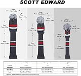Scott Edward Knit Woods Golf Head Covers Set of 4 Grey Warning Striped 460CC view 3