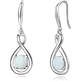 FANCIME Dangle Drop Earrings 925 Sterling Silver Dainty Infinity Round Gemstone Birthstone Jewelry Birthday Mothers Day Gifts for Her Women