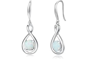 FANCIME Dangle Drop Earrings 925 Sterling Silver Dainty Infinity Round Gemstone Birthstone Jewelry Birthday Gifts for Her Women
