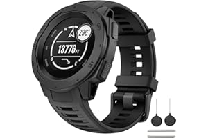 OVERSTEP for Garmin Instinct Band, Soft Silicone Replacement Watch Strap Compatible with Garmin Instinct 2, Solar, Tactical, Crossover - Black