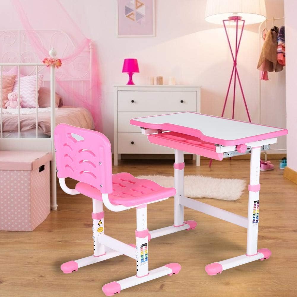 Adjustable Height Children Kids Study Desk and Chair Set