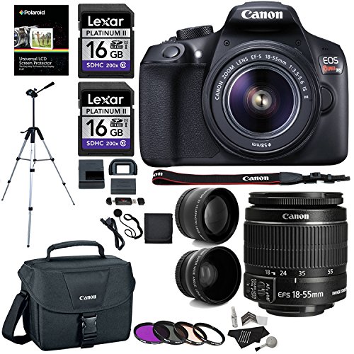 Canon EOS Rebel T6 Digital SLR Camera Kit + EF-S 18-55mm f/3.5-5.6 IS II Lens + Pro .58x & 2.2x Lenses + Lexar 48GB Memory + 57