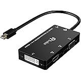Mini DP Adapter, Rankie [4-in-1 Adapter DP 1.2 Version/Full HD 1080P], Mini DisplayPort (Thunderbolt Port Compatible) to HDMI/DVI/VGA/Audio Male to Female (Black) - R1133