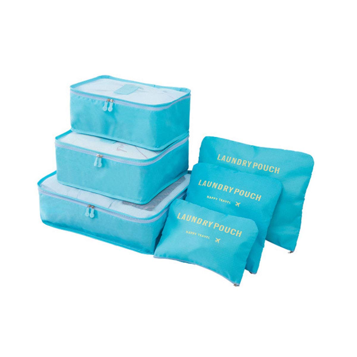 Portable Packing Cubes, TCHEER 6PCS Travel Luggage Organizers Lightweight Storage Zip Bags for Suitcase (Blue)