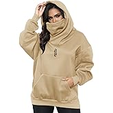 Covisoty Womens Fleece Hoodie with Scarf Soft Cotton Oversized Pullover Casual Hooded Sweatshirts Fall Winter Clothes