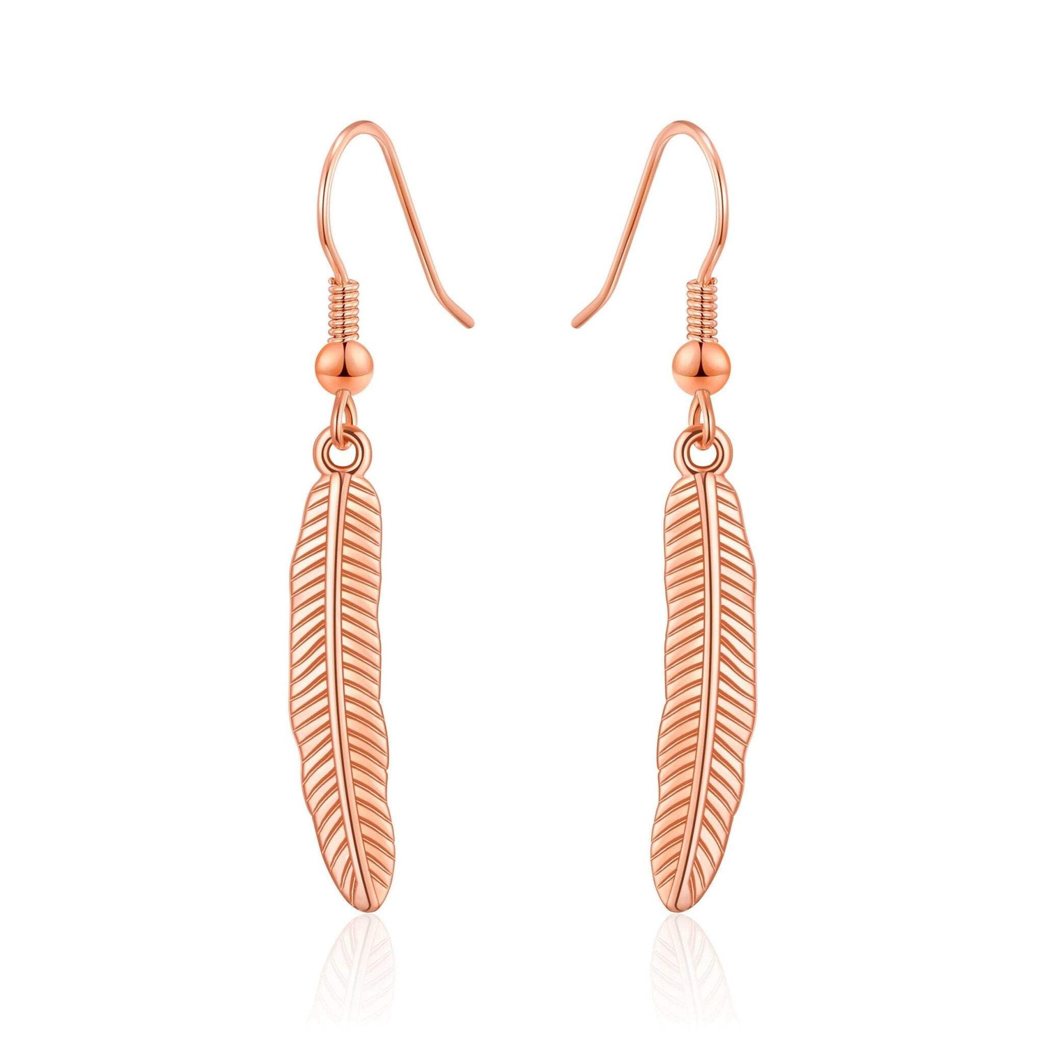 Philip Jones Rose Gold Plated Feather Earrings