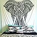 Jaipur Handloom Elephant Tapestry Hippie Tapestry Wall Hanging Hippy Tapestry Bohemian Bedding Bedspread Indian Dorm Decor Psychedelic Tapestry Bed Cover (Queen (84 X 85 inches approx), Black & White)