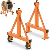 Wire Spool Rack Portable Cable Caddy Steel Wire Spool Holder | Wire Dispenser Rack with Wheels for up to 28" Diameter Spools 220 Lbs Capacity (Orange)