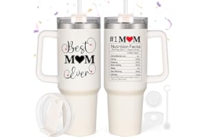 LiqCool Mothers Day Gifts - 40 Oz Best Mom Ever Tumbler Gifts for Mom from Daughter Son, Unique Popular Mother's Day Gift Ideas for Wife, Happy Birthday Gift Cup for Mom Women(Cream)