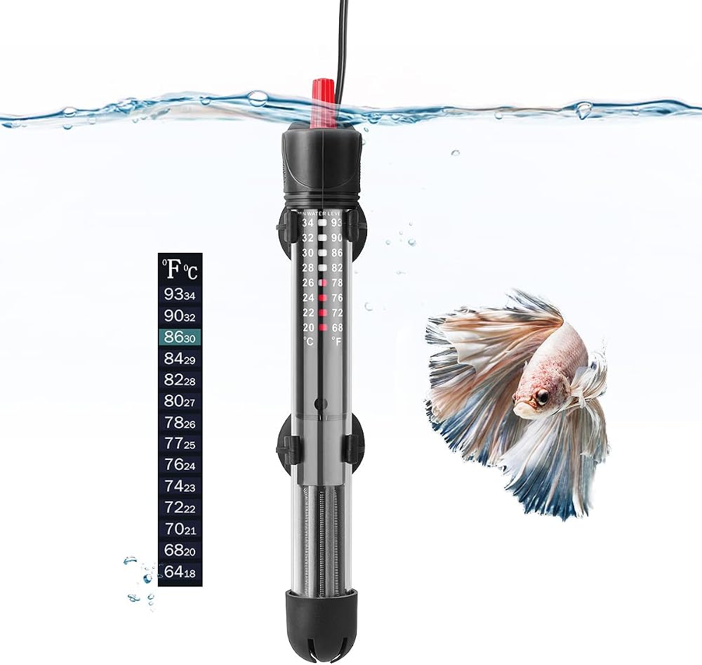 HITOP HP-608 Submersible Aquarium Heater 25W 18cm with Thermometer & Extra
