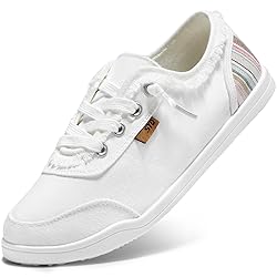 STQ White Slip On Sneakers for Women Low Top