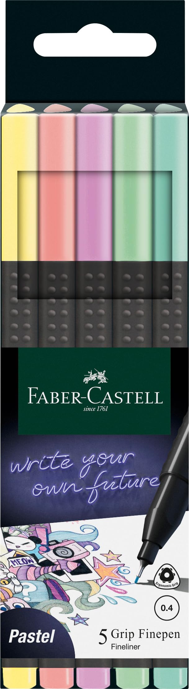 Faber-Castell Grip Finepen Pastel Pen - set of five