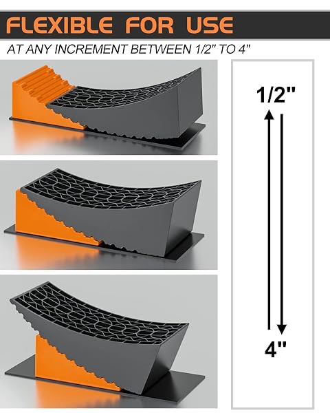 RV LEVELING BLOCKS RAMP KIT, 2 PACKS CAMPER LEVELER SYSTEM FOR TRAVEL WITH TWO CHOCKS, 2 ANTI-SLIP MATS, 1T BUBBLE LEVEL AND CARRY BAG, UP TO 35000 LBS, EASIER & FASTER TO LEVEL CAMPER-ORANGE
