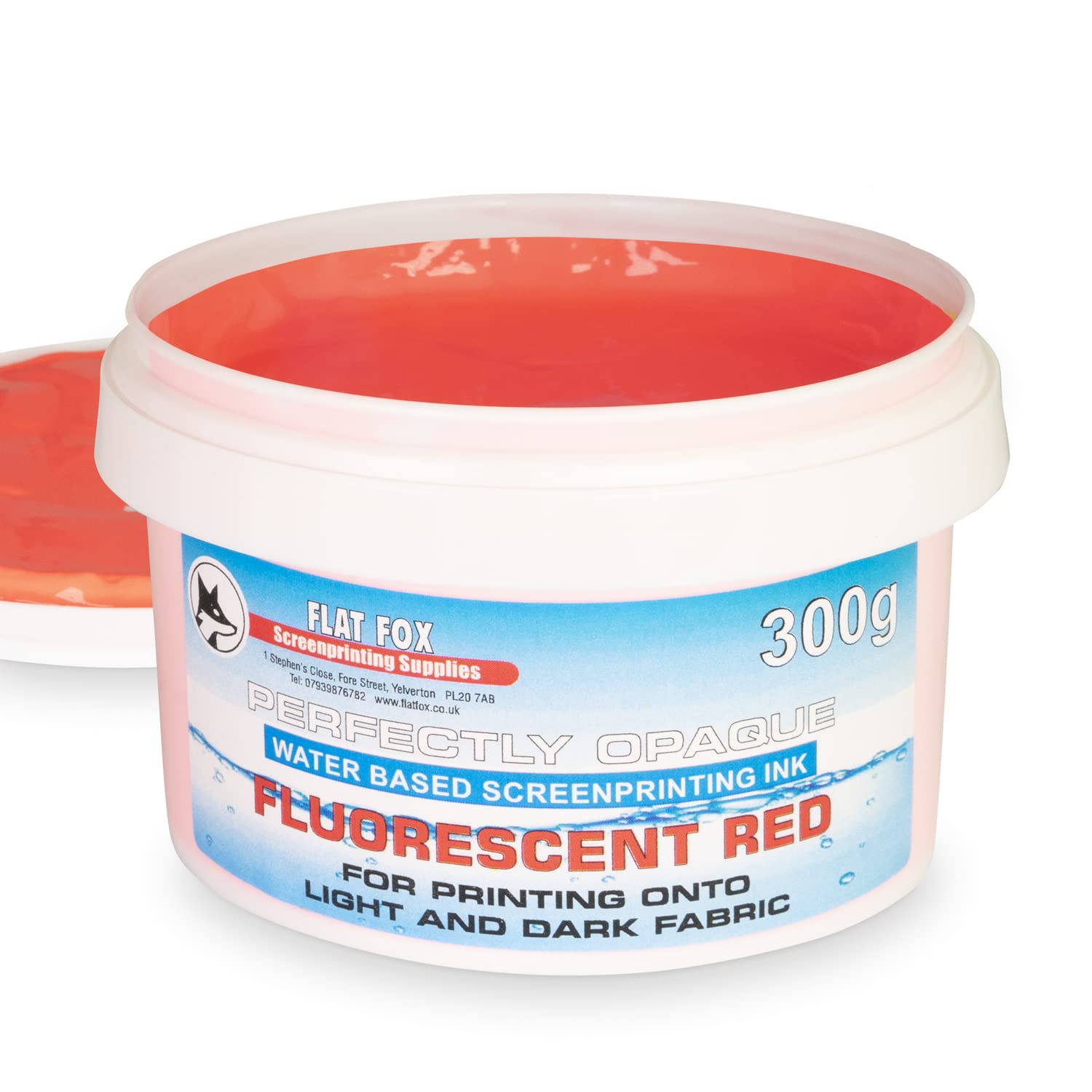 Flat Fox Screen Printing Opaque Water Based Fabric Inks (Fluorescent Red, 300g) — image 1