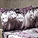 BEDnLINENS HIG 3D Bed Sheet Set -4 Piece 3D White Mountain Wolves Printed Sheet Set Queen Size (Y08)