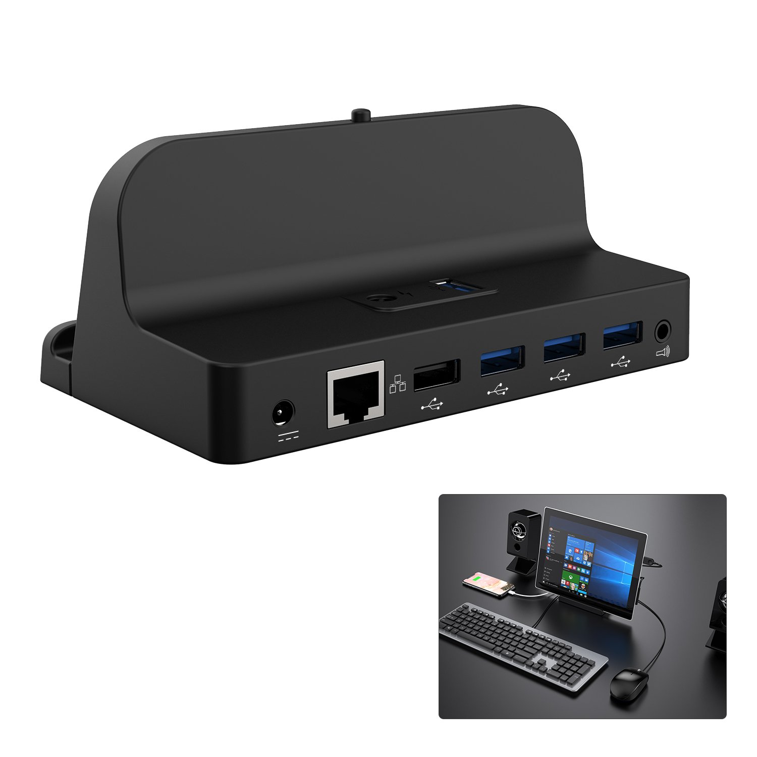 GOOQ Microsoft Surface Pro3/Pro4 Hub Charger Stand, 4Ports USB 3.0