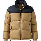 ceauros Men's Puffer Jacket Thickened Winter Coat Warm Stand Collar Color Block Zip Up Jacket Ski Bubble Coat