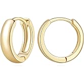 Lamdesa 14K Gold Earrings for Women Gold Hoop Earrings for Women Huggie Earring Chunky Classic Circular with Clean Streamlined Lines Dainty Huggie Hoop Earring for Womens