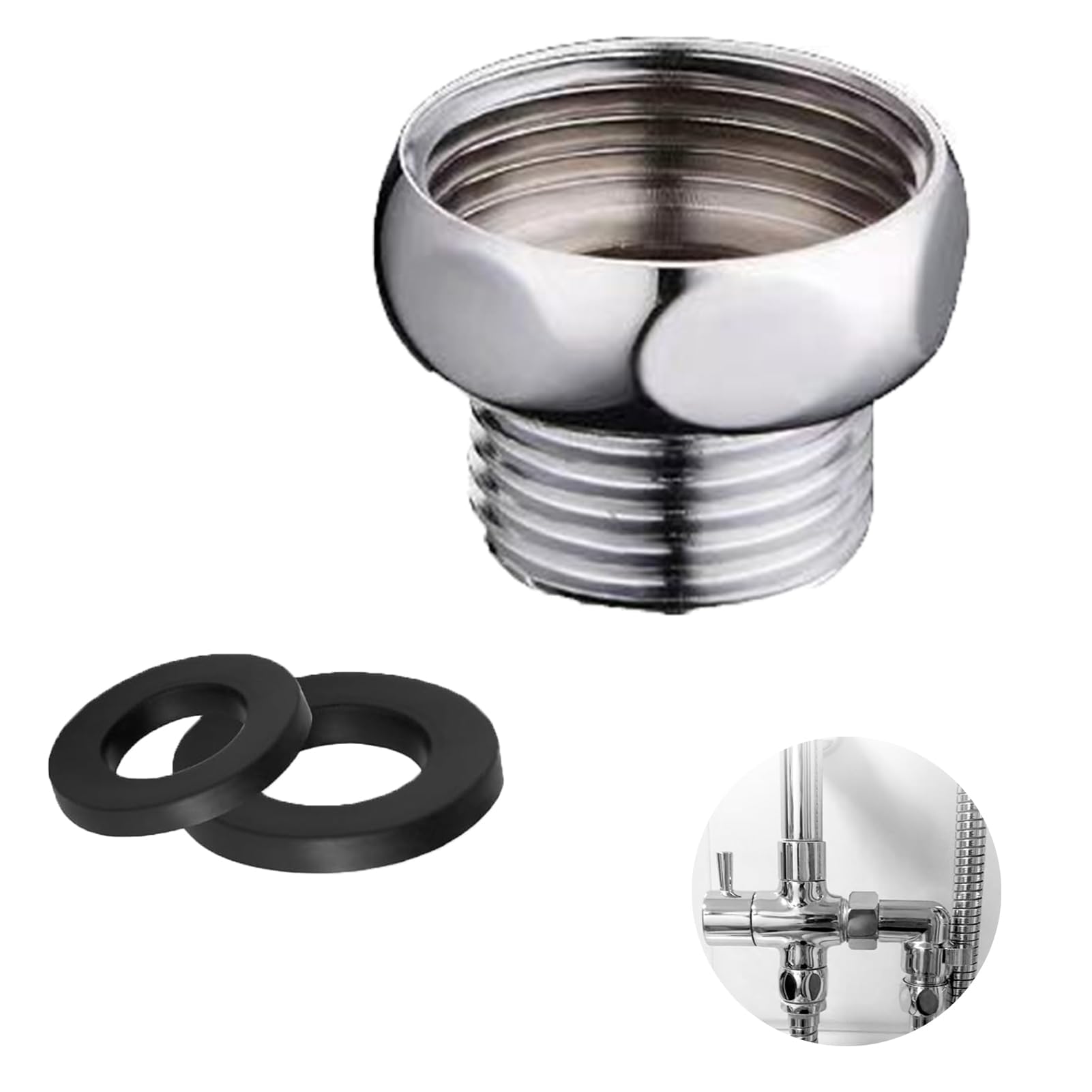 Shower Hose Reducer Adaptor Connection G3/4" Female to G1/2" Male, Chrome-Plated Brass Fitting for Shower Hose and Tap Connections