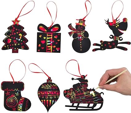 Amazon Co Jp クリスマススクラッチオーナメント マジックレインボーカラー クラフトキット 雪だるま トナカイ ギフトボックス 靴下 クリスマスツリー子供用 クリスマスクラフトアートデコレーション 21パック ホーム キッチン