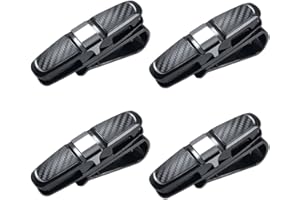 4 Packs Glasses Holders for Car Sun Visor, Sunglasses 360° Rotational Car Glasses Holder with Ticket Card Clip (Sliver)