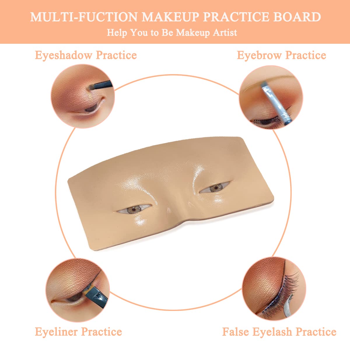 Aibipo Makeup Practice Face Board, Resusable 3D Makeup Mannequin Face, Eyes Makeup Practice Face with Makeup Kit for Makeup Student and Beginner to Practice Eyeshadow Eyeliner Eyebrow Makeup & Lash Extension