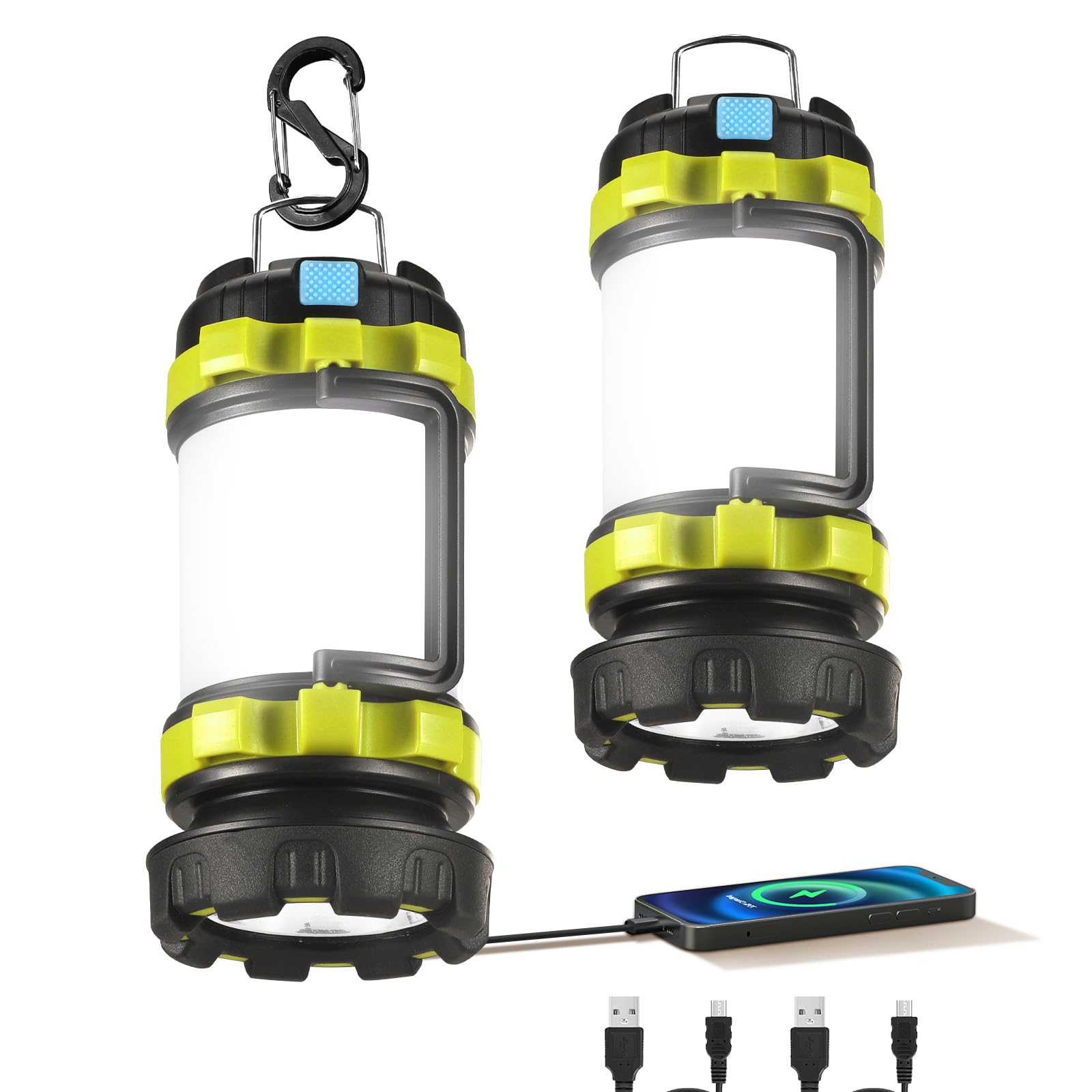 Photo 1 of 2 Pack LED Camping Lantern Flashlight Rechargeable, Consciot Portable Torch with 6 Light Modes, 3600mAh Power Bank, IPX4 Waterproof, USB C, Camping Lights for Hurricane, Emergency, Survival Kits