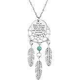 MJartoria Women's Dangling Feather Charms Filigree Tribal Dreamcatcher Pendant Chain Necklace