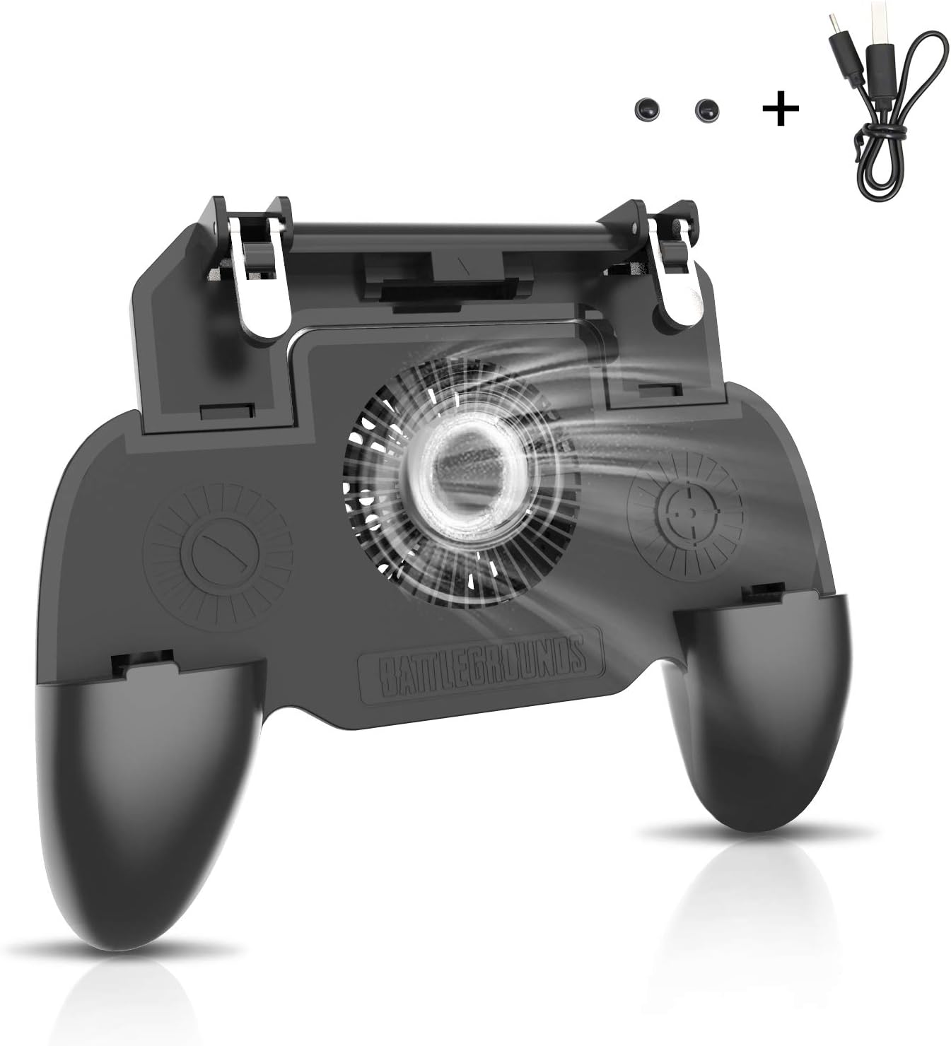 GAMESUN PUBG Mobile Game Controller Upgraded 2000mAh,Gaming Grip Joystick Trigger Adjustable Gamepad Phone Cooling Pad Power Bank for 4.7-6.5" iOS/Android Knives Out/Rules of Survival Shoot/Fortnite