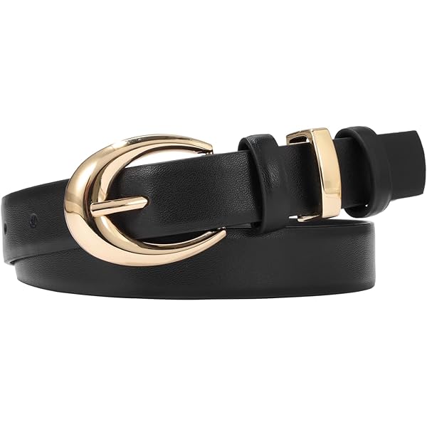 Women Black Elastic Fashion Belt - Hip High Waist Wide Band Gold