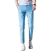 AONGSNNY Men‘s Cropped Chino Pants Skinny Fit Chinos Khaki Pant