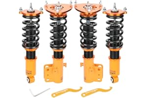 maXpeedingrods Coilovers for Subaru Legacy for Subaru Legacy 2003-2009, 24 Levels Damper Adjustable Coilovers Suspension Kit Struts, Coil Spring Shock Absorber Amortiguador Lowering Kit, Gold