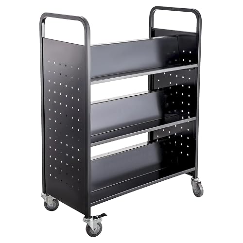 ZeroOne Book Cart 200LBS Library Cart Two Sides Rolling Book Cart ...
