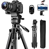 Tripod, 60-Inch Camera Tripod Stand Aluminum for Photography Canon Nikon Sony with Fluid Head & Carry Bag, Lusweimi Video Tri