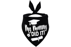 SUMERSHA Dog Graduation Bandana, My Mommy Did It Dog Bandana Graduation Outfit Black Dog Scarf for Small Medium Large Dogs