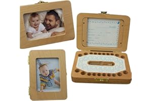 ANWOLA Janice Life Baby Tooth Keepsake Box, Wooden Tooth Fairy Box, Classic, Dark Burlywood, 5.51 x 4.29 x 1.22 Inches