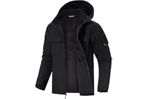 FREE SOLDIER Men's Waterproof Softshell Jacket Thick Fleece Lined Outdoor Jacket Tactical Military Hoodie Windbreaker