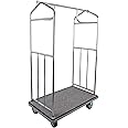 Wholesale Hotel Products Value Valet Hotel Luggage Cart – for Commercial Use, Condos, Resorts – Chrome Bellman Trolley Cart w/ 6” Air Filled Tires & Gray Carpet, 800 lb Load Capacity