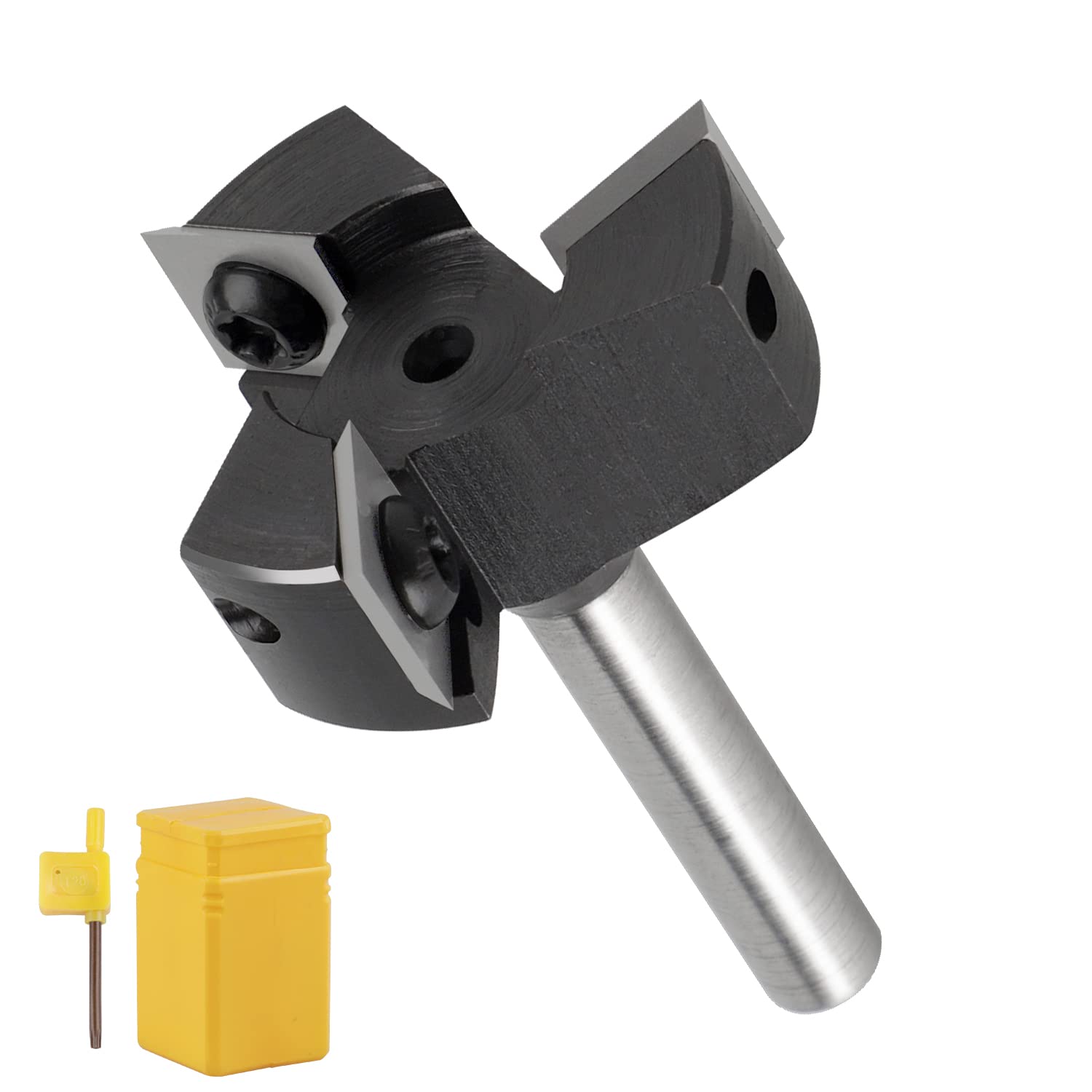 CPROSP Face Cutter 8 mm Shank for Wood, Planer Cutter for Router with 39 mm Cutting Diameter, Joining Cutter with 3 Blades, Spoilboard Milling Cutter for Professional Smoothing and Levelling