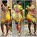 Perman Women Traditional African Print Dashiki Bodycon Sexy Short Sleeve Dress
