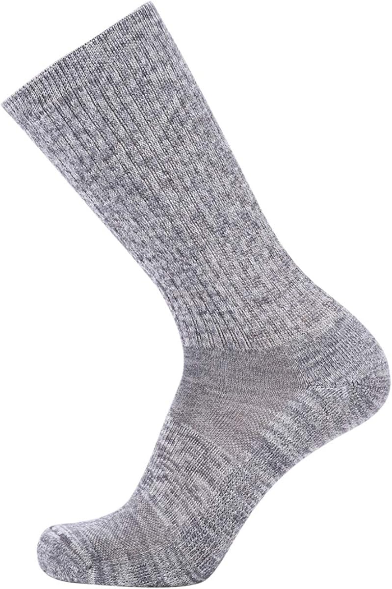 EnerWear 4 Pack Women's Merino Wool Outdoor Hiking Trail Crew Sock (US Shoe Size 4-10, Light Grey/Blue/Multi): Clothing