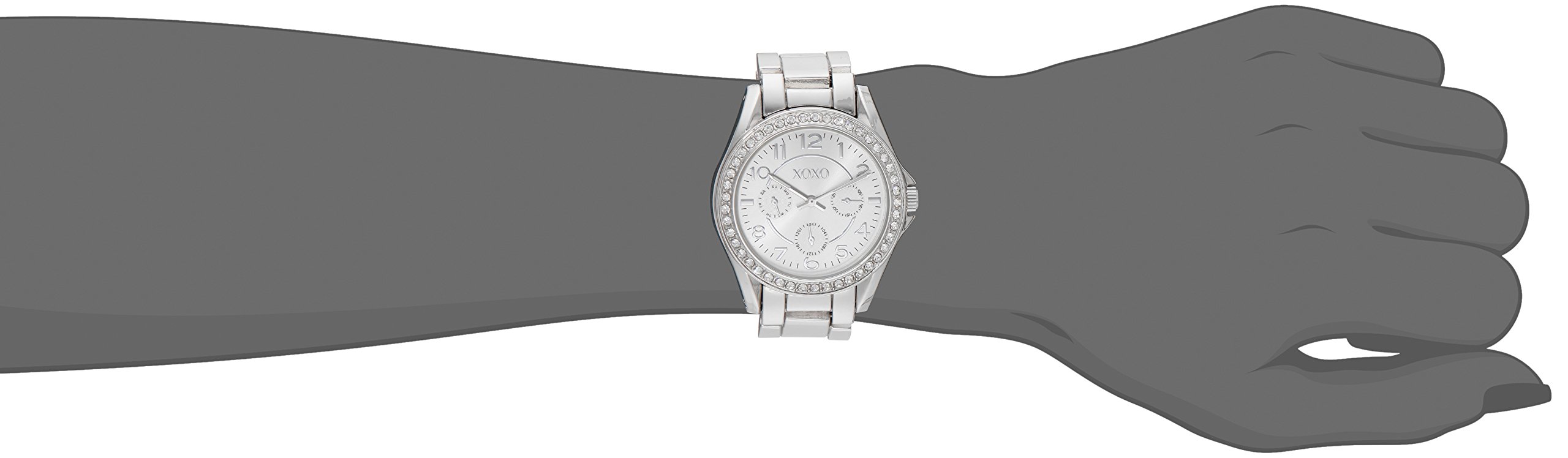 Accutime XOXO Women's Silver-Tone Bracelet Watch with Crystal Accents, Multi-Dial Face, Quartz Analog Movement, and Box – Stylish Fashion Accessory for Everyday Wear