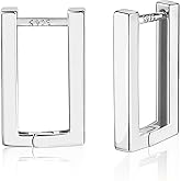 925 Sterling Silver Hoop Earrings for Women Trendy Small Square Hypoallergenic 14K Gold Plated Hoop Earrings Geometric Minimalist Rectangle Hoops Earrings