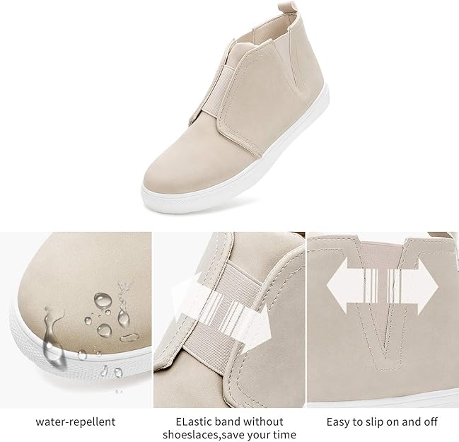 Amazon Com Zgr Women S High Top Slip On Sneakers Ankle Booties Fashion Sneakers